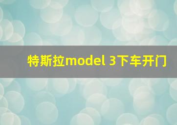 特斯拉model 3下车开门